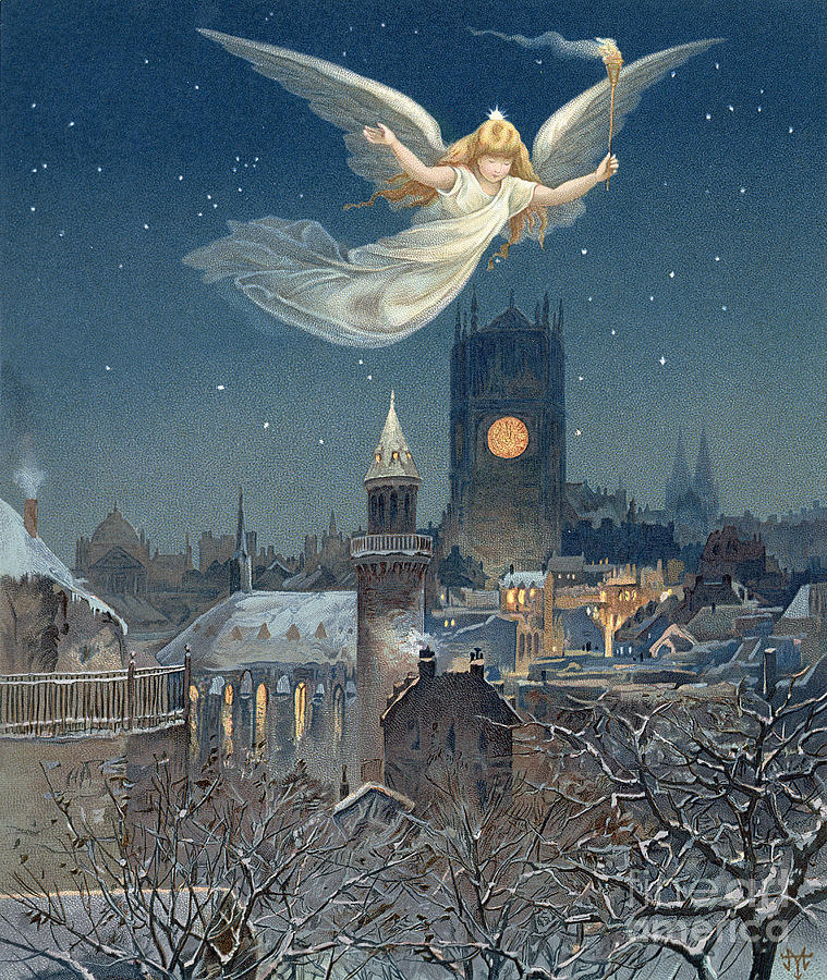 Thomas Moran Painting - Christmas card by Thomas Moran