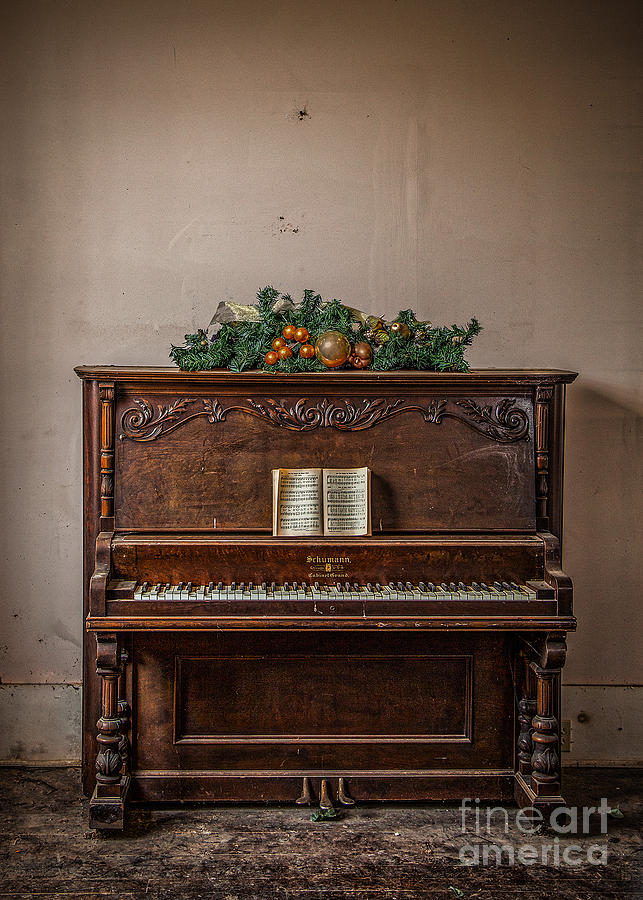 Rodney Photograph - Christmas Card with Piano in Old Church by T Lowry Wilson