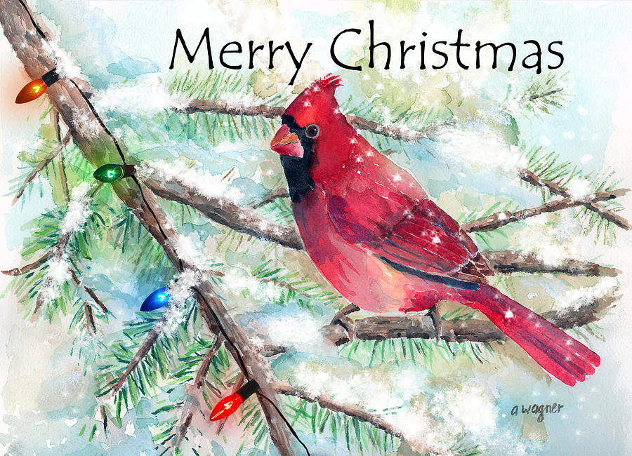 Winter Mixed Media - Christmas Cardinal by Arline Wagner