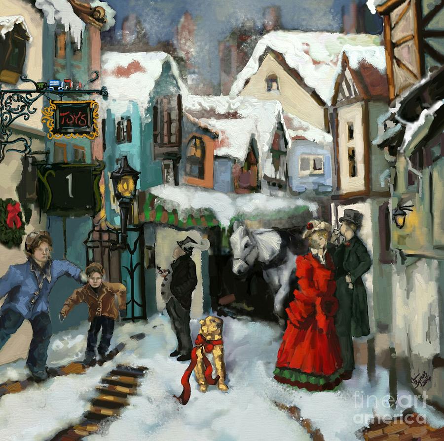 Christmas Carol 1 Painting by Carrie Joy Byrnes