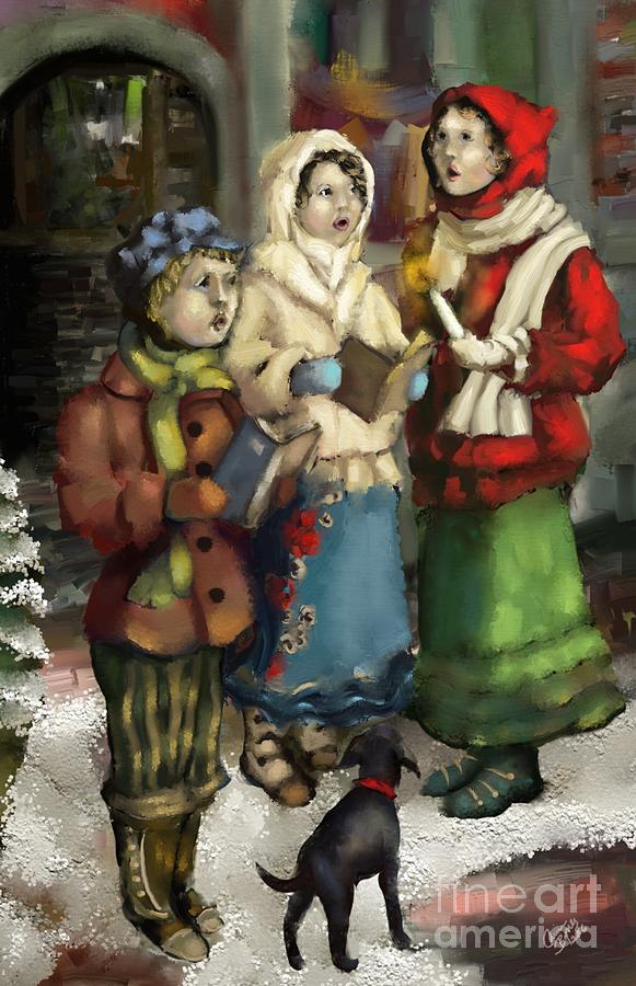 Christmas Carol 2 Painting by Carrie Joy Byrnes