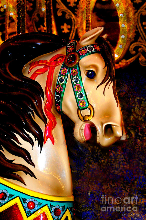 Christmas Carousel Horse Digital Art by Patty Vicknair
