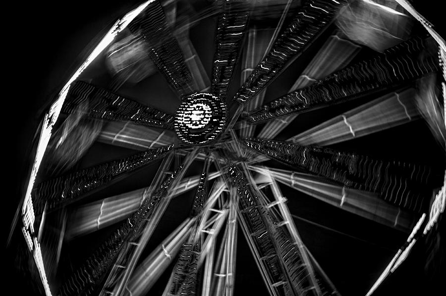 Christmas Carousel in Black and White Photograph by Jenny Rainbow