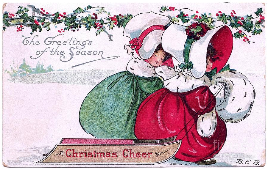 Christmas Cheer vintage  Painting by Vintage Collectables
