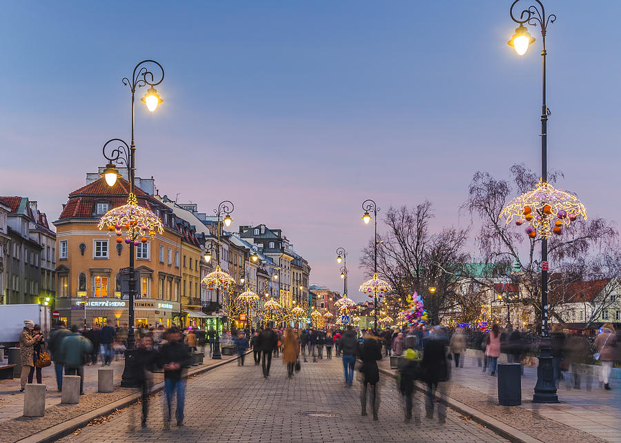 Christmas City Lights In Warsaw Photograph