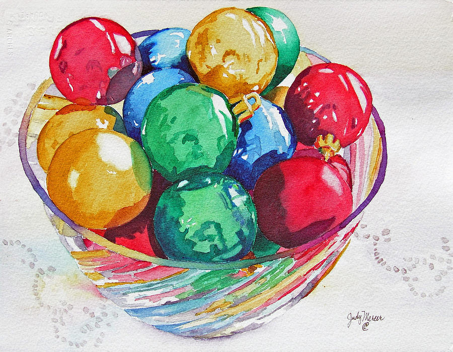 Christmas Colors Painting by Judy Mercer