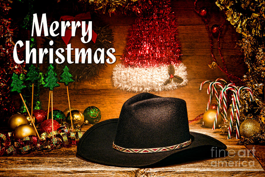 Christmas Cowboy Hat - Merry Christmas Photograph by Olivier Le Queinec
