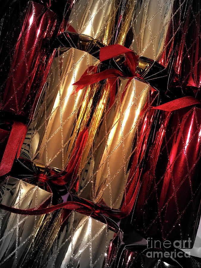 Christmas Photograph - Christmas crackers close up by Tom Gowanlock