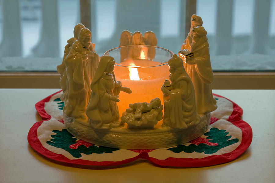 Christmas Creche Candle Photograph by Sally Weigand