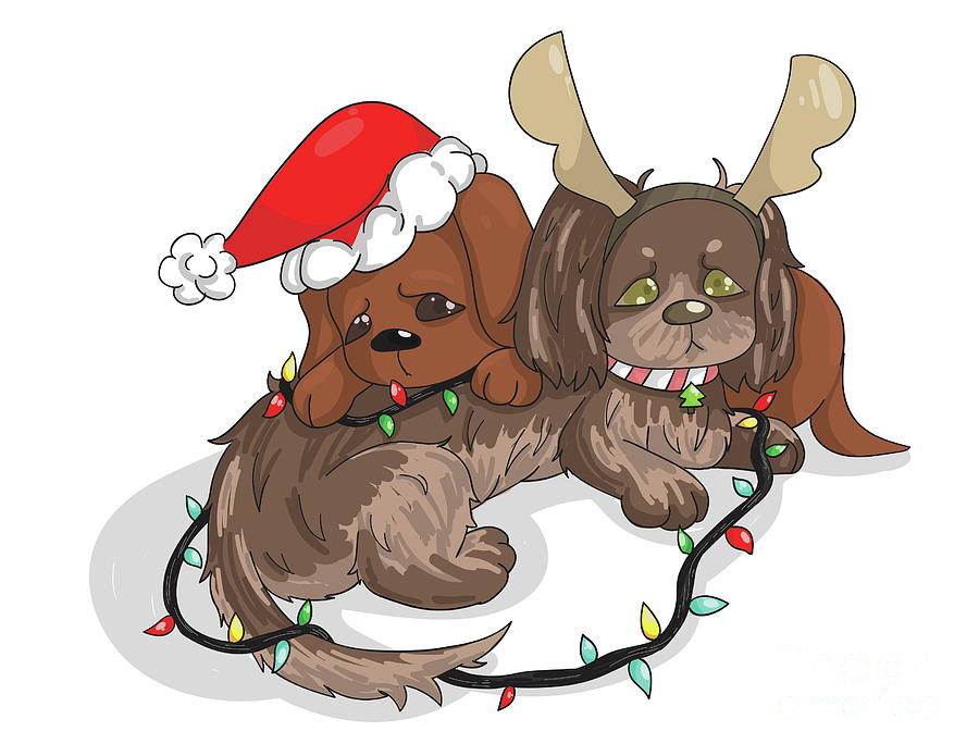 Dog Digital Art - Christmas Dachshund by Veronica Ely