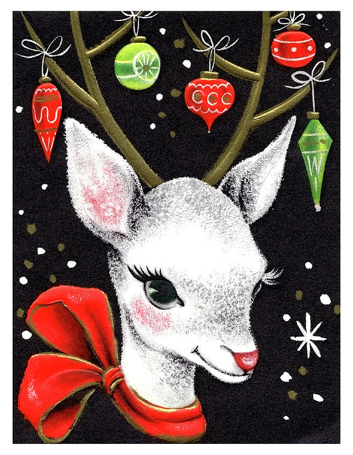 Deer Mixed Media - Christmas decorated deer by Long Shot
