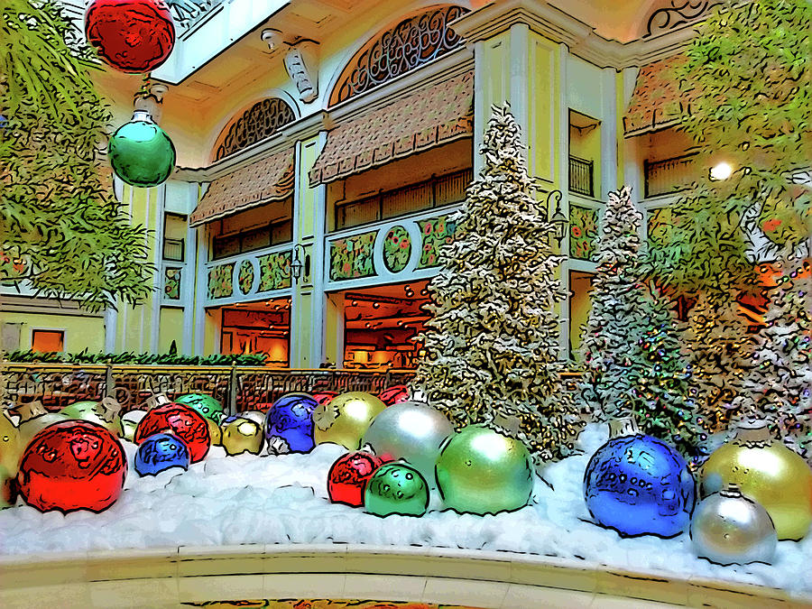 Christmas Decorations at the Beau Rivage Digital Art by Marian Bell