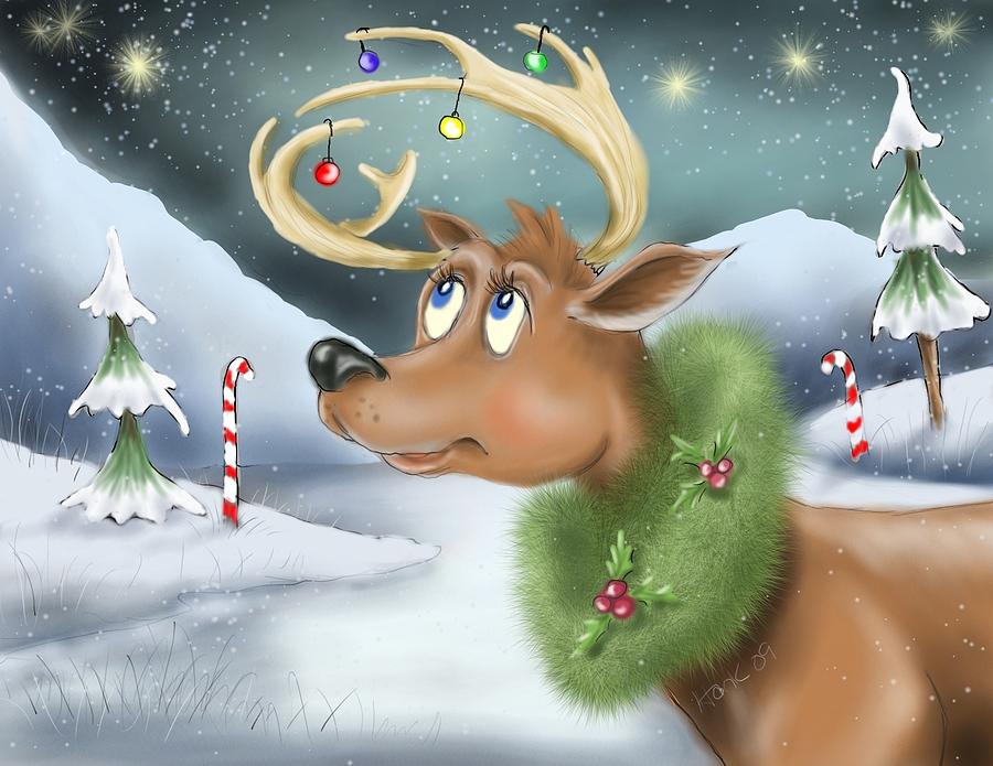 Christmas Deer Digital Art by Hank Nunes