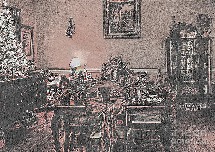Christmas Dining in the Early 1900s Digital Art by Sherry Hallemeier