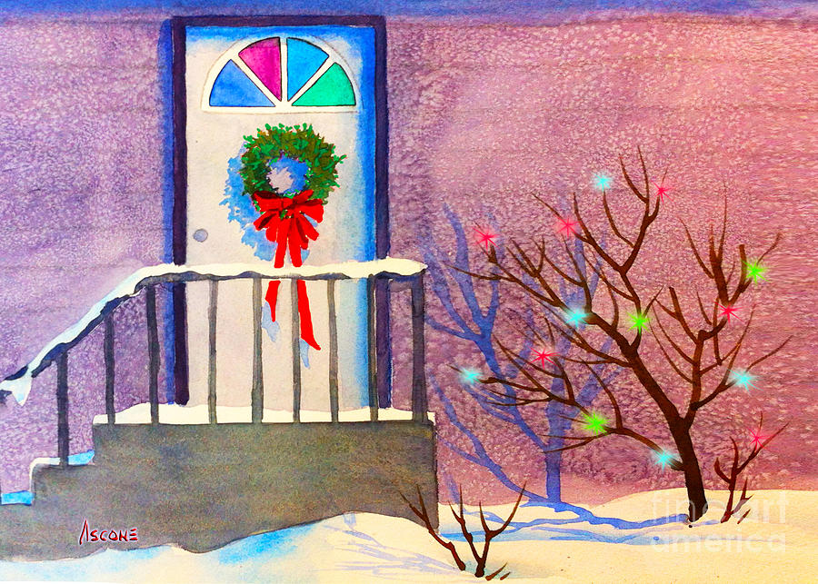 Christmas Door Mixed Media by Teresa Ascone