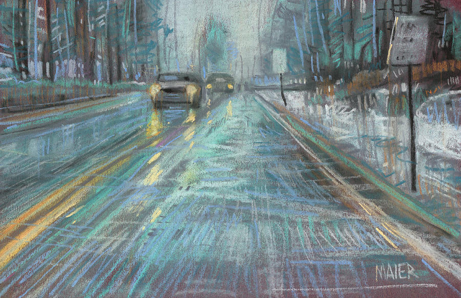 Car Drawing - Christmas Drive by Donald Maier
