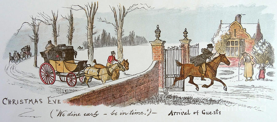 Winter Drawing - Christmas Eve by Randolph Caldecott