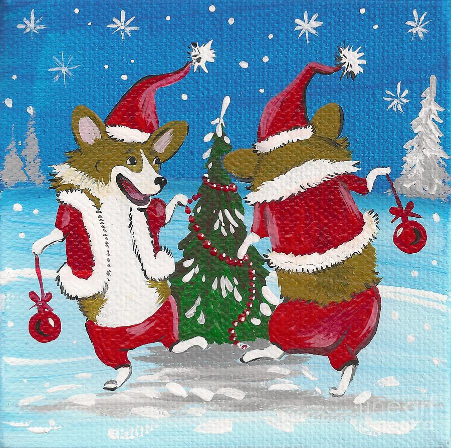 Christmas Eve With Bennie and Bunny Painting by Margaryta Yermolayeva