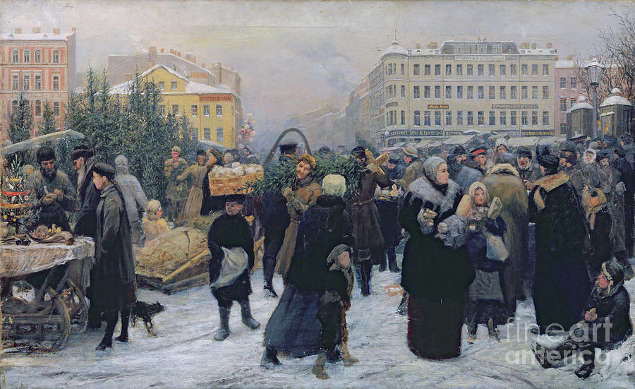 Christmas Painting - Christmas Fair  by Heinrich Matvejevich Maniser