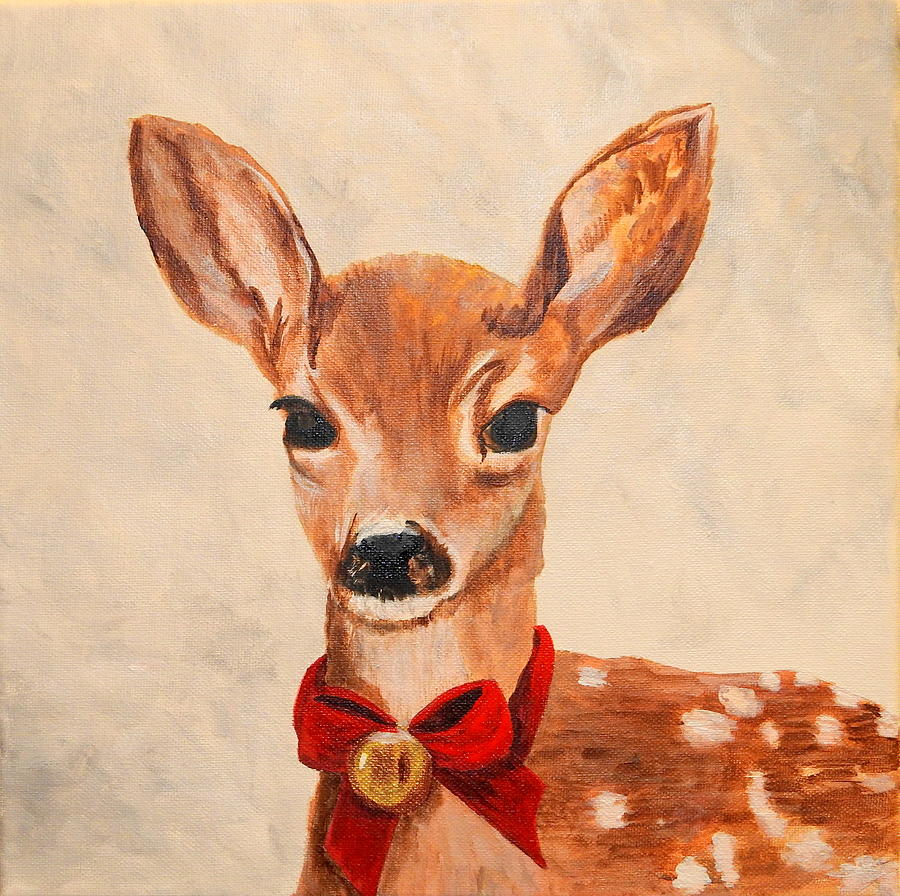 Christmas Fawn Painting by Betty-Anne McDonald