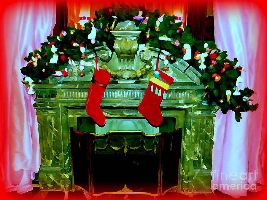 Christmas Fireplace Digital Art by Ed Weidman