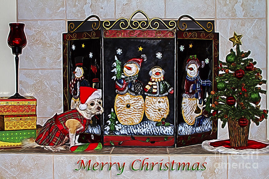 Christmas Fireplace Puppy by Photography by Laura Lee Christmas Fireplace Puppy by Photography by Laura Lee