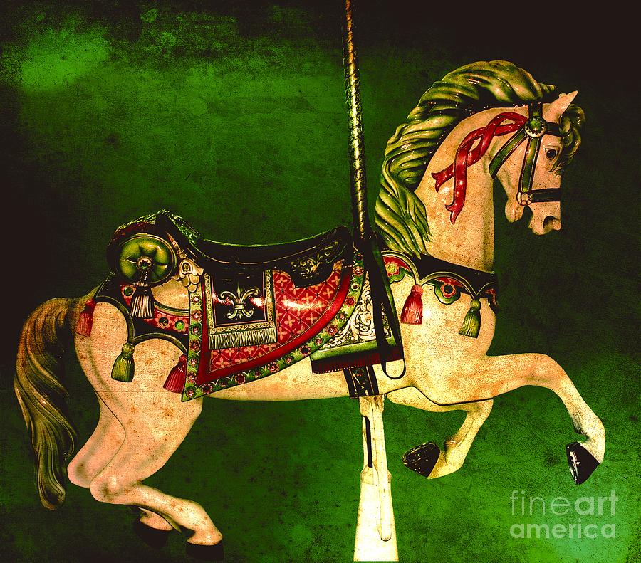 Christmas Full Carousel Horse Digital Art by Patty Vicknair
