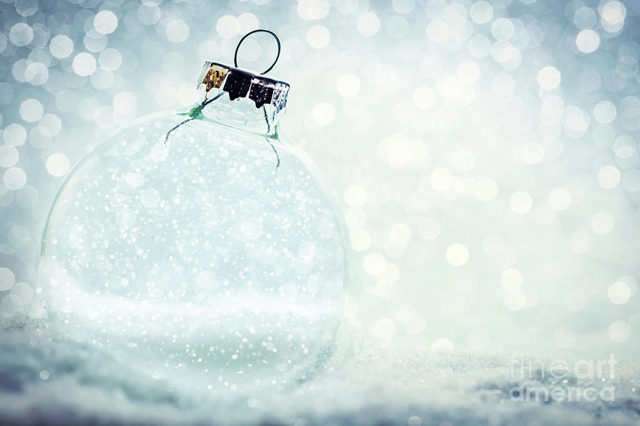 Christmas glass ball with empty interior. Snow and glitter Photograph by Michal Bednarek