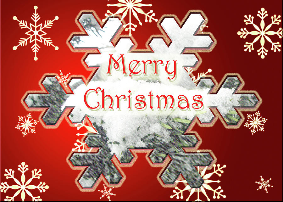 Christmas Greeting Card - Snowflake Merry Christmas Photograph