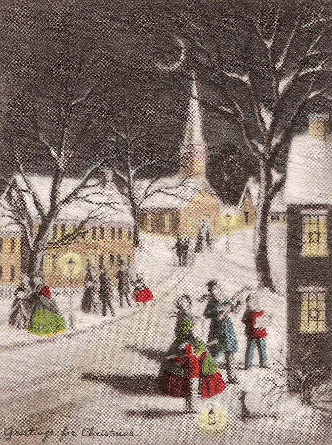 Christmas Greetings 1061 - Vintage Chrisrtmas Cards - Snowy Village ...