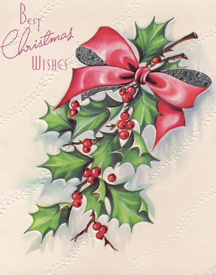 Christmas Greetings 1129 - Vintage Christmas Cards - Mistletoe with ...