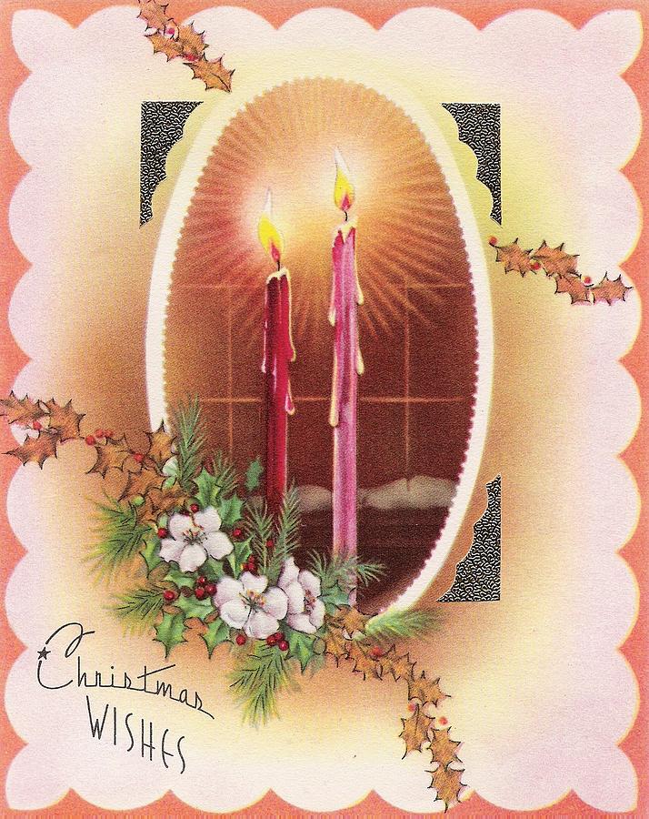 Christmas Greetings 1167 - Vintage Christmas Cards - Christmas Candles ...