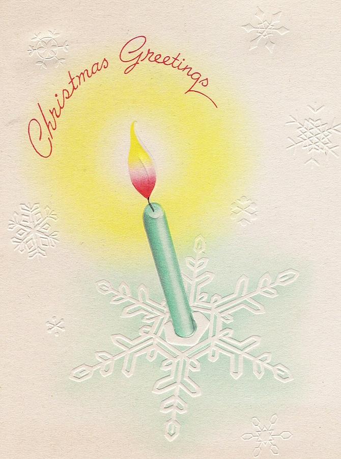 Christmas Greetings 1189 - Vintage Christmas Cards - Christmas Candle ...