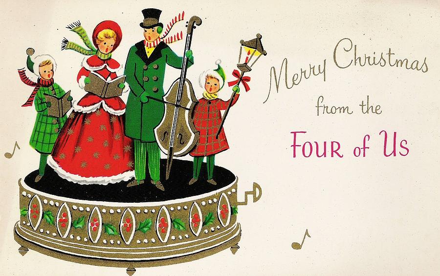 Christmas Greetings 1213 Vintage Christmas Cards Noel Singers Painting By Tuscan Afternoon