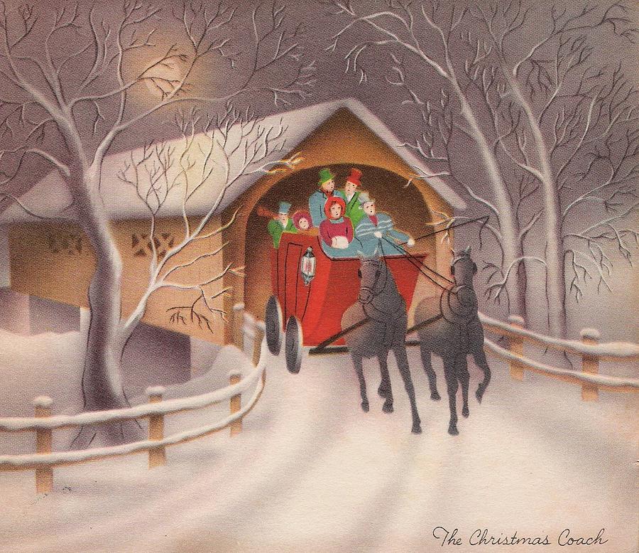 Victorian Trading Co Horse and Carriage in the Snow Christmas Card 10pkg 0F