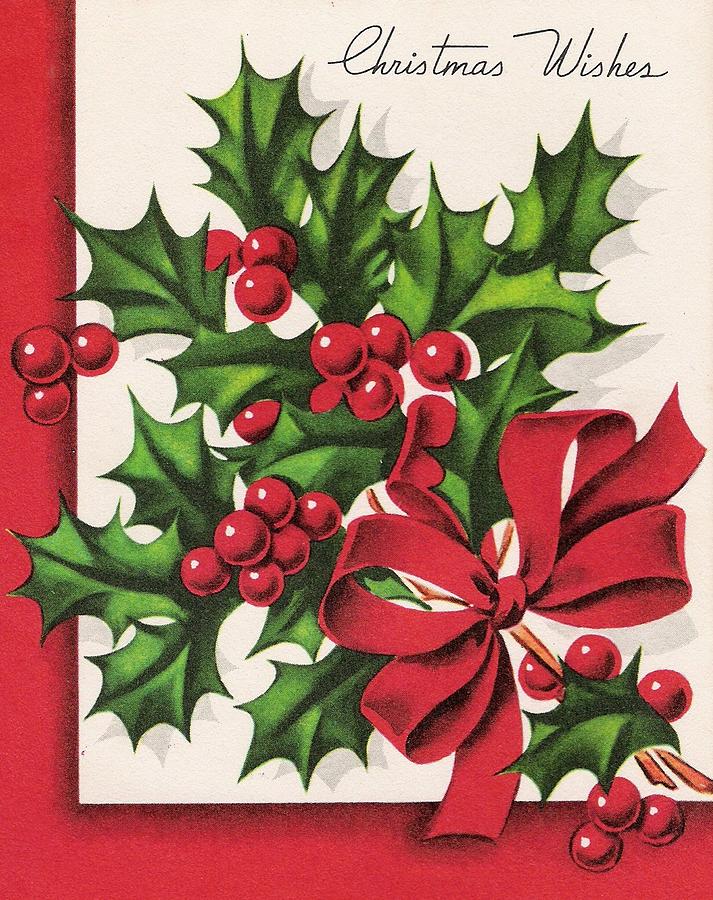 Christmas Greetings 1285 - Vintage Christmas Cards - Mistletoe Painting ...