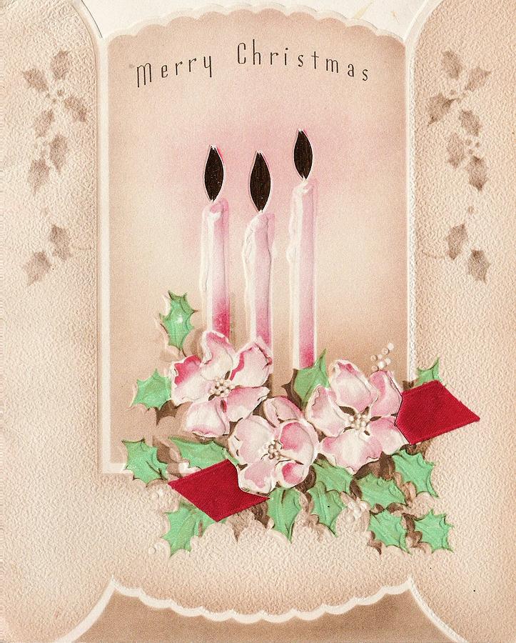 Christmas Greetings 1353 - Vintage Christmas Cards - Christmas Candles ...