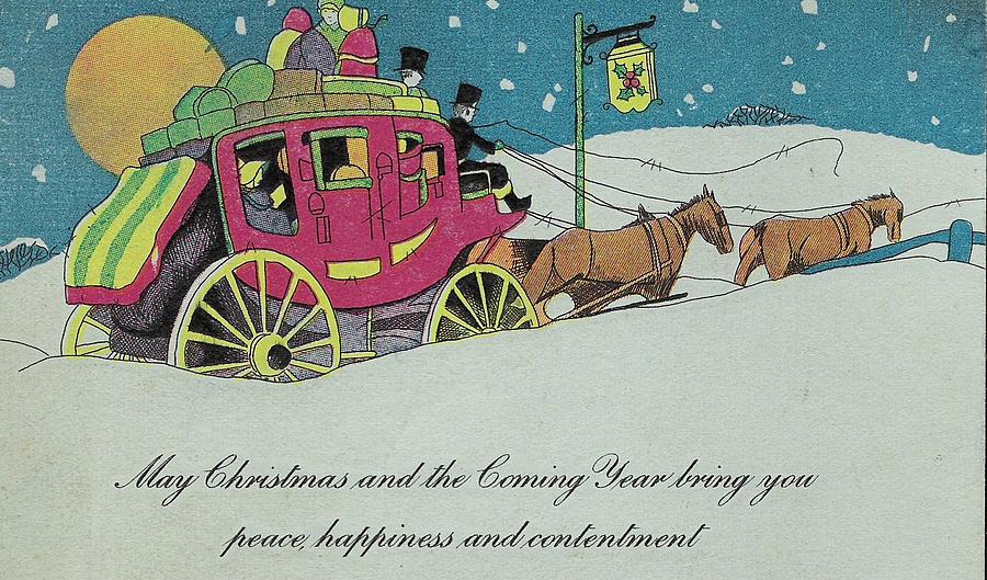 Christmas Greetings 174 - horse drawn carriage Painting by Bellavista ...