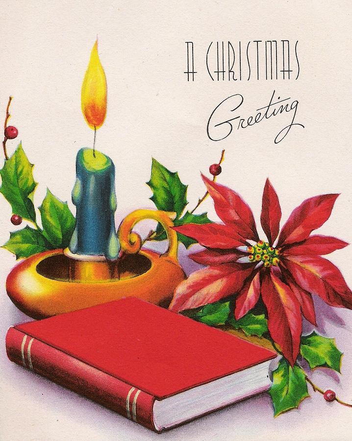 Christmas Greetings 404 - Christmas Candles and Flowers Painting by ...