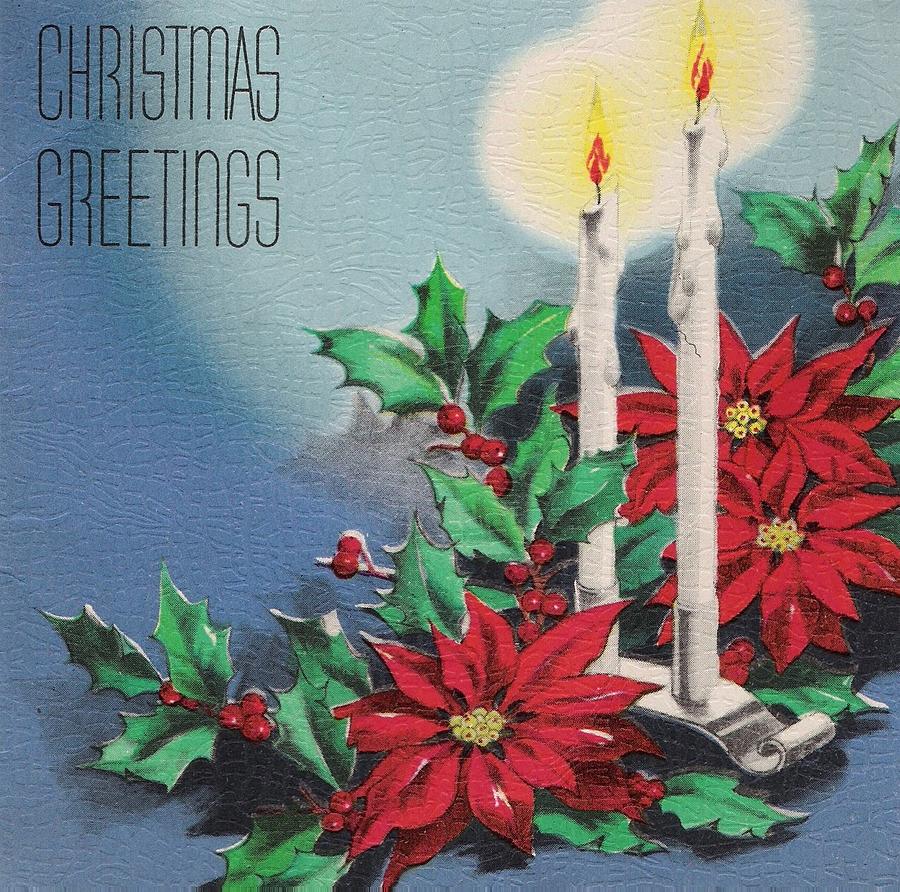 Christmas Greetings 972 - Vintage Chrisrtmas Cards - Christmas Candles ...