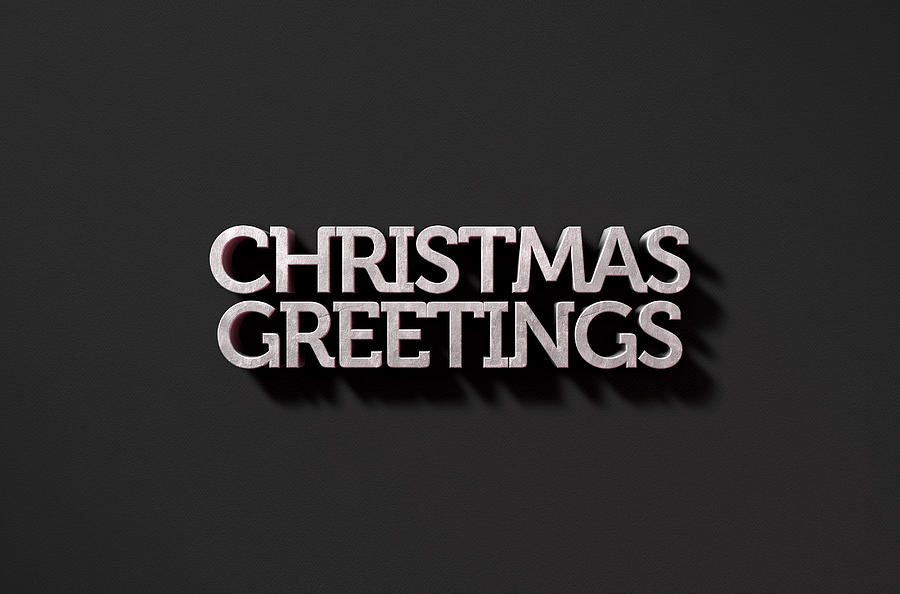 Christmas Digital Art - Christmas Greetings Text On Black by Allan Swart