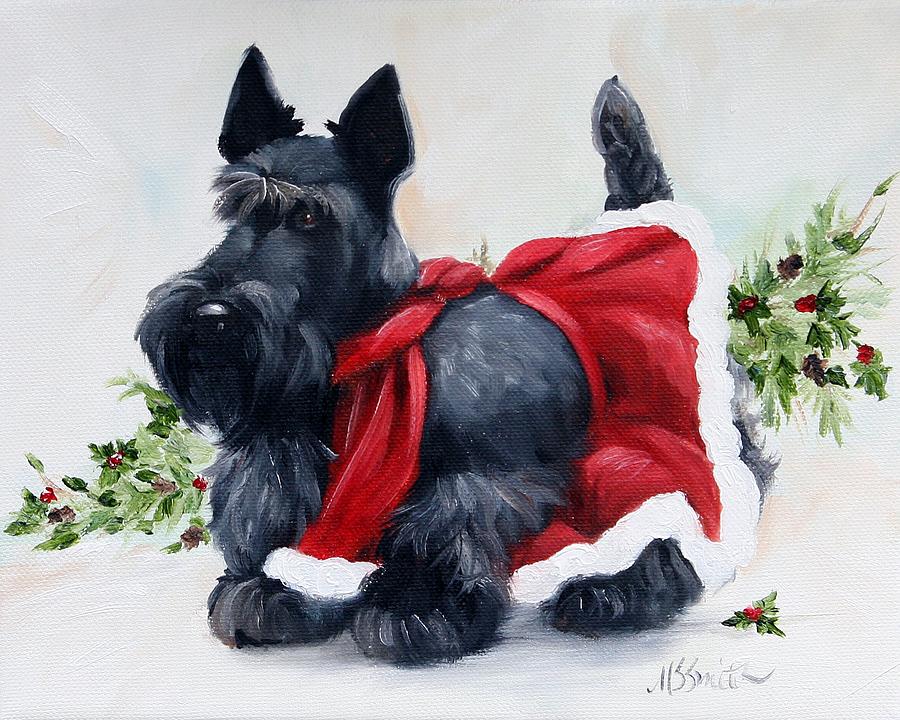 Dog Painting - Christmas  by Mary Sparrow