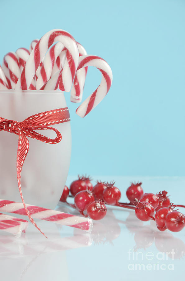 Christmas holiday dessert party candy canes in modern red and wh Photograph by Milleflore Images