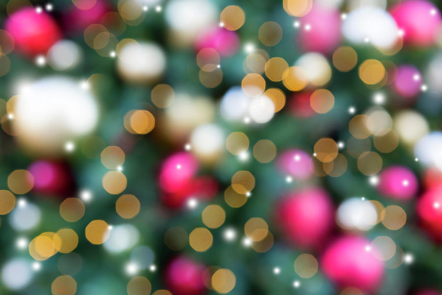 Christmas Holiday Tree Decoration Blurred Bokeh with Sparkles Photograph by David Gn