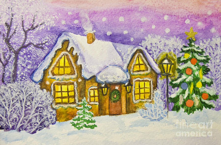 Christmas house Painting by Irina Afonskaya