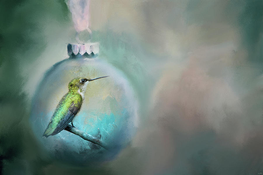 Christmas Hummingbird Painting by Jai Johnson