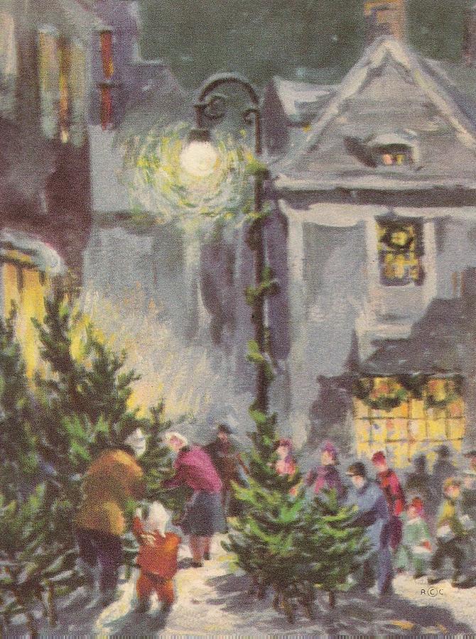 Christmas Illustration 1314 - Vintage Christmas Cards - Christmas Gifts on  Mail Box Painting by Bellavista Gallery - Pixels