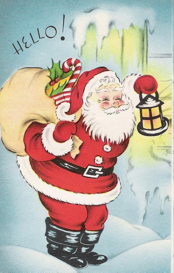 Christmas Illustration 1216 Vintage Christmas Cards Santa Claus With Christmas Gifts Painting By Tuscan Afternoon