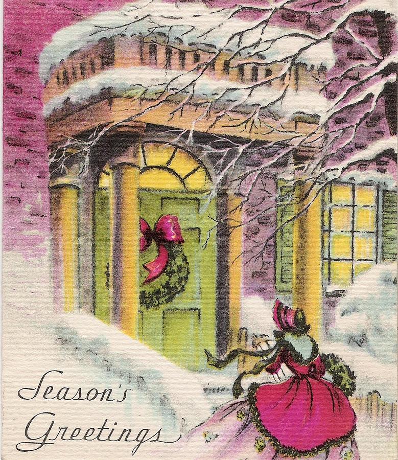 Christmas illustration 166 - Vintage Christmas Cards - Snowy Front ...