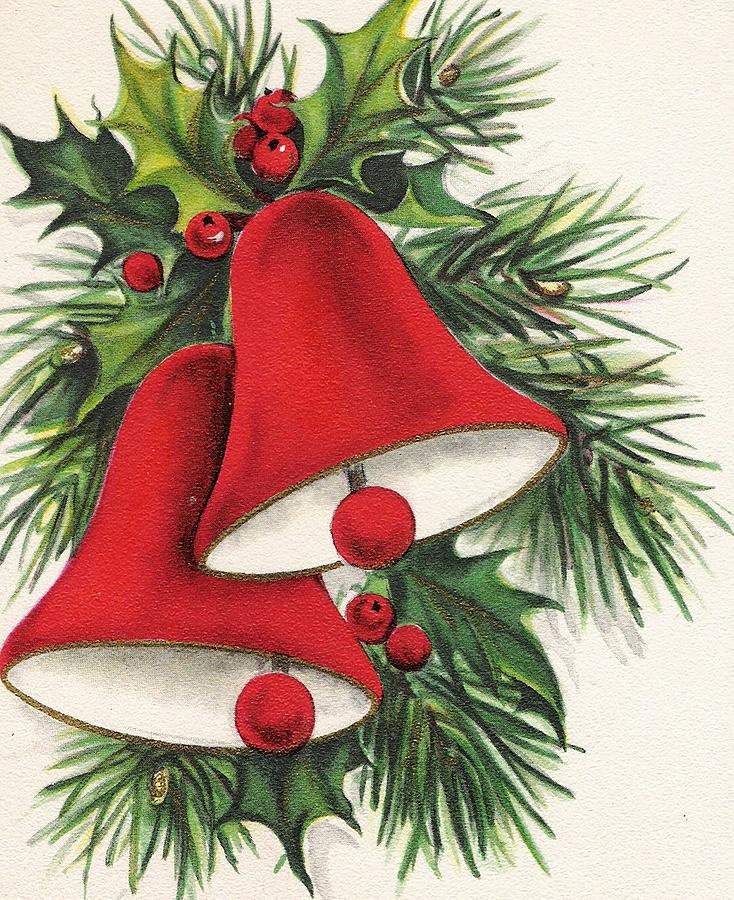 Christmas illustration 546 - christmas bells and mistletoe Painting by ...